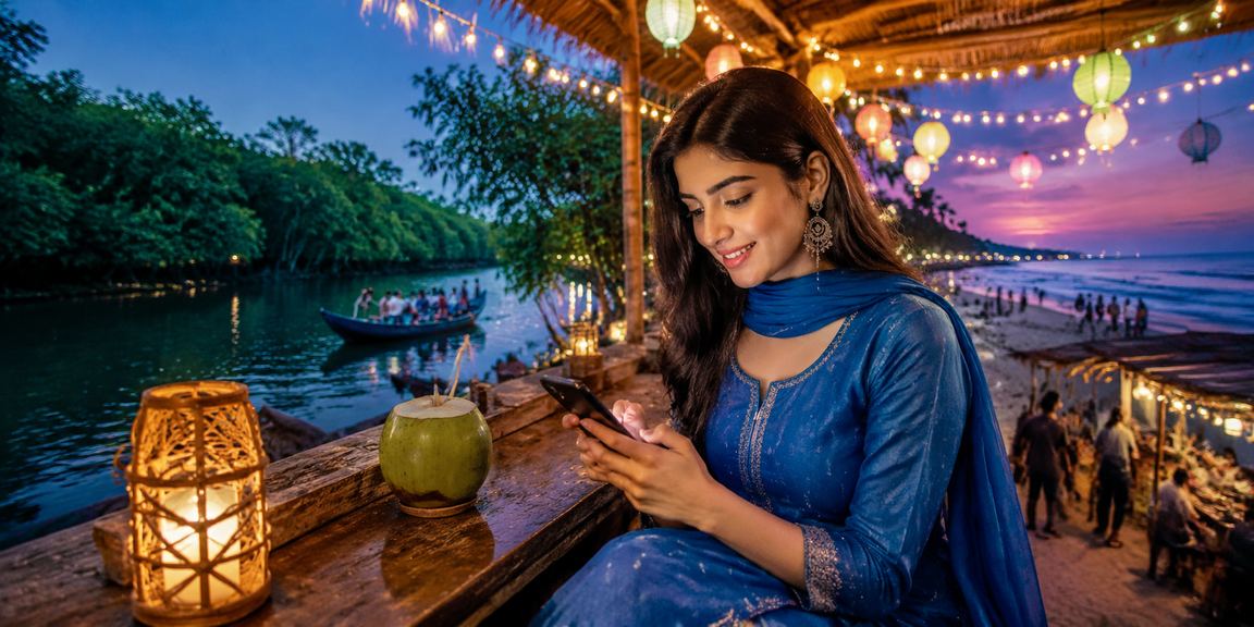 কক্সবাজারে taka15 গেমিং প্রোমোশন উপভোগ করছেন একজন তরুণী