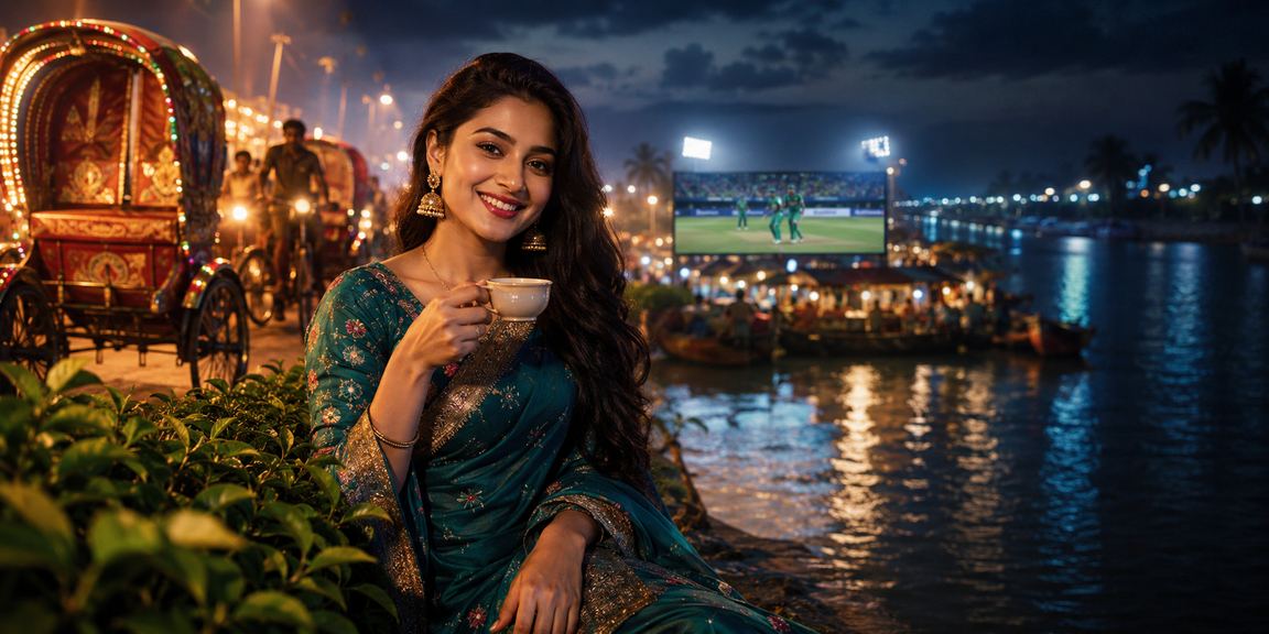 ঢাকায় চা বাগানে বসে taka15 - এ ক্রিকেট বেটিং প্রোমোশন উপভোগ করছেন একজন ব্যবহারকারী